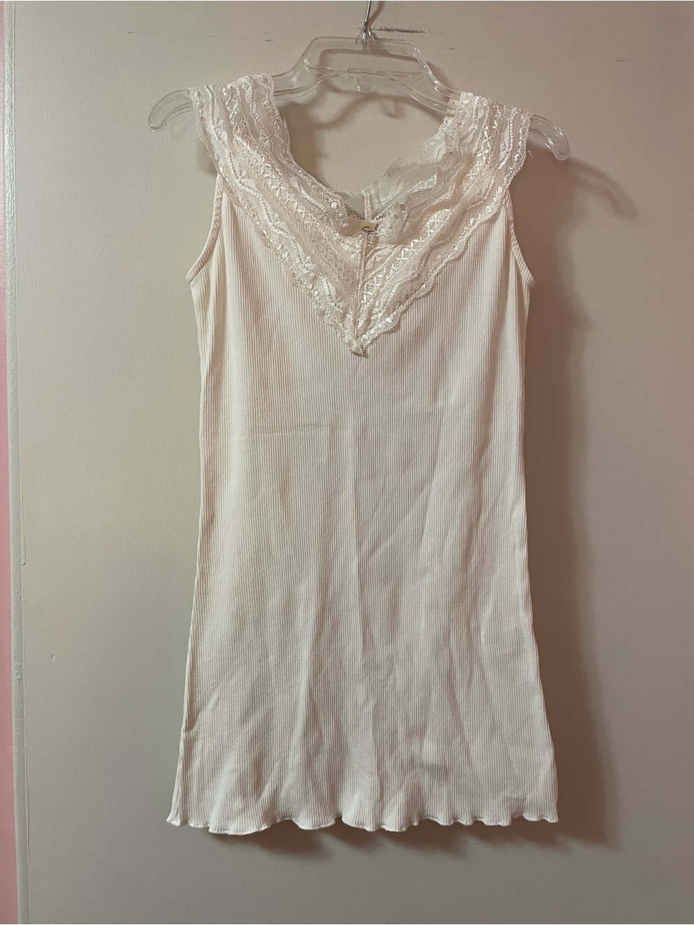 White tank top Baby doll Bella Swan Lace
Trim Y2K Coquette